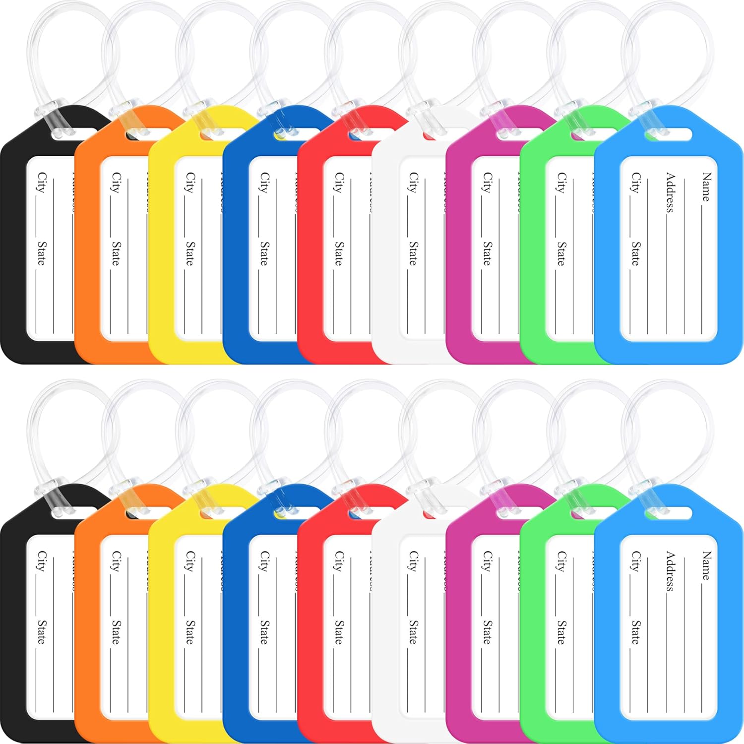 18 Pack Luggage Tag Bright Luggage Tags for Suitcases Bag Tags Name Tags for Kids Travel Accessories Must Haves by Sodsay (Colorful)
