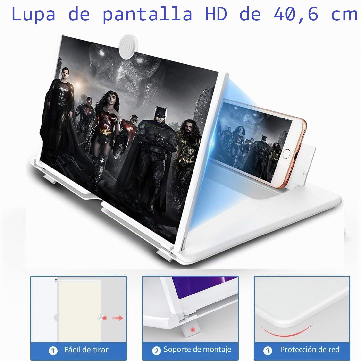 Yongheng 14 Pulgadas Lupa para móvil, Lupa de Pantalla de teléfono Anti 3D, Soporte Plegable portátil, Adecuado para Videos y Juegos, Compatible con Todos los teléfonos Inteligentes