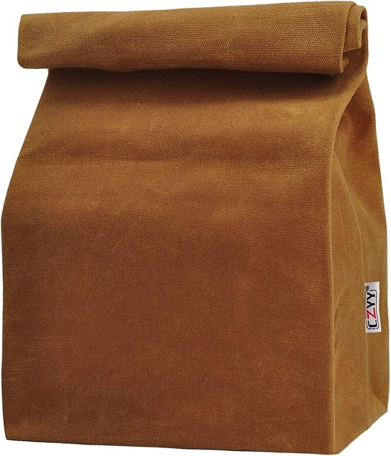 Waxed Canvas Lunch Bags Brown Paper Bag Styled - Classic Updated - Reusable and Washable, Worthbuy Lunch Box for Men & Women