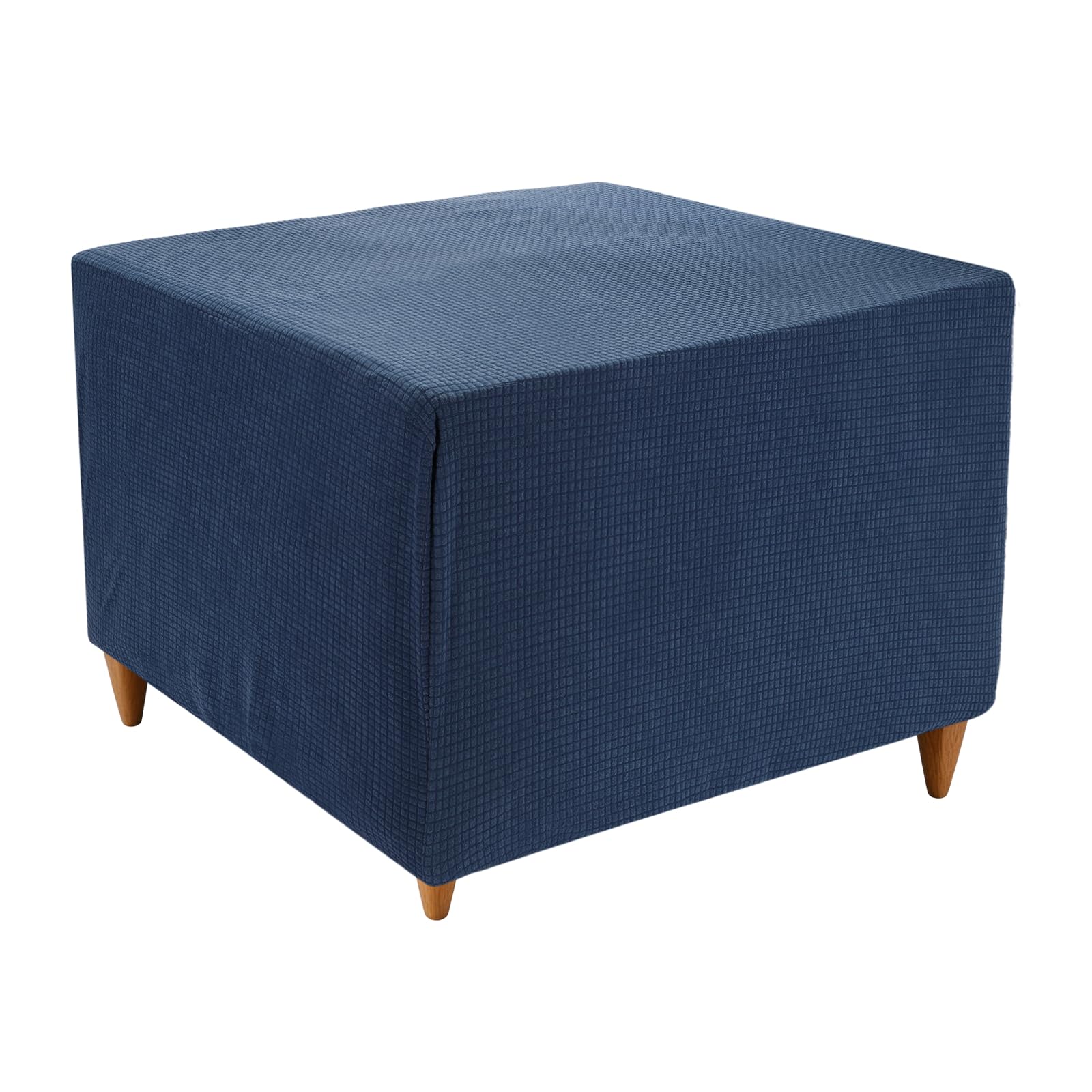 sourcing map Square Foot Stool Covers, Waterproof Footstool Slipcover with Elastic Band, Stretch Footstool Protector for Living Room Bedroom Fit 84-94cm/33-37inch, Navy Blue