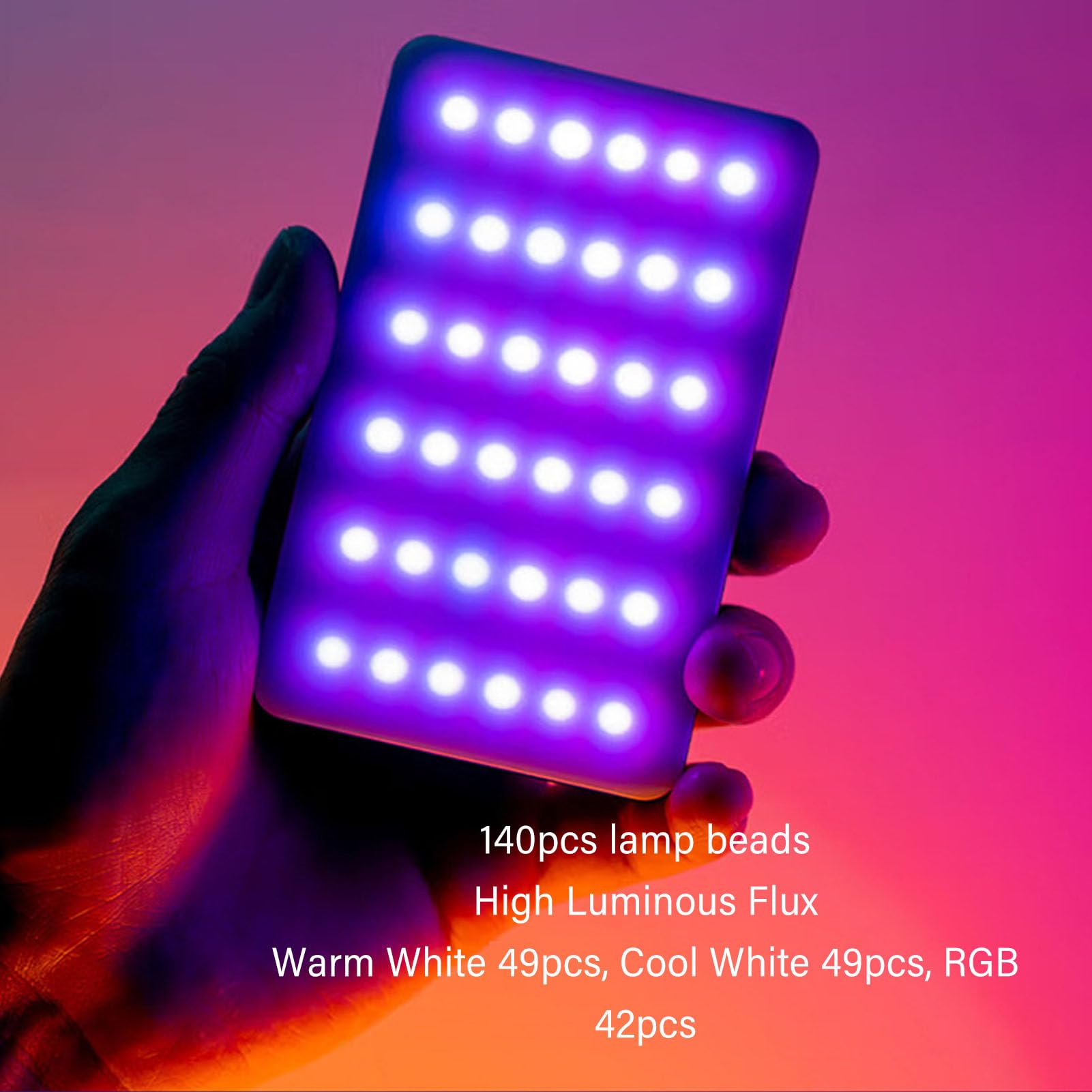 Jectse Telefon-LED-Licht, 2500 Bis 9000 K Vollfarbe 140 RGB Selfie-Licht, Einstellbare Helligkeit 3000 MAh Wiederaufladbare Clip-Videoleuchte für Selfies, Make-up, TikTok,