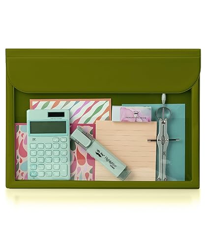 Mr. Pen Olive Green Letter Size File Folders, Clear Plastic, Document Folders