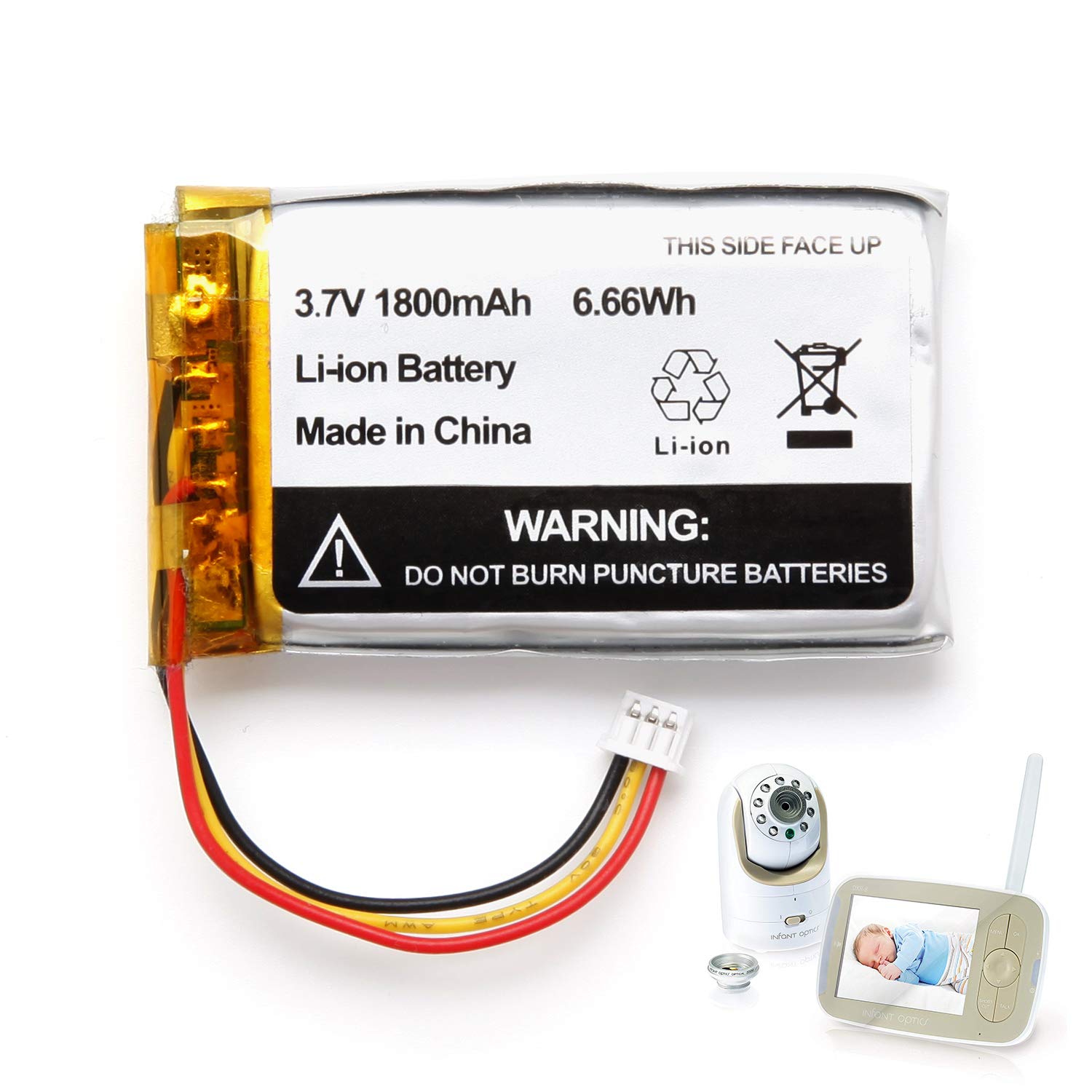 1800mAh Replacement Battery for Infant Optics DXR-8 Video Baby Monitors (1 Pack)