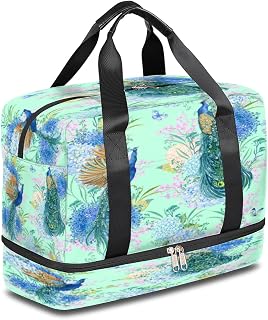 Bolsa esportiva de viagem hortênsia de pavão para mulheres meninas grande bolsa de fim de semana bolsa de mão bolsa de bagagem bolsa esportiva bolsa de ginástica para viagens férias acampamento