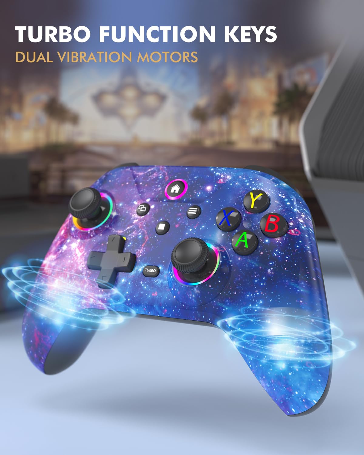 PC Controller, Wireless 2.4G Gaming Controller with RGB Light, Hall Effect Joysticks & Triggers,Programming, 1000mAh, Dual Vibration, Turbo, Switch Controller Compatible with for PC/Switch/Android/iOS