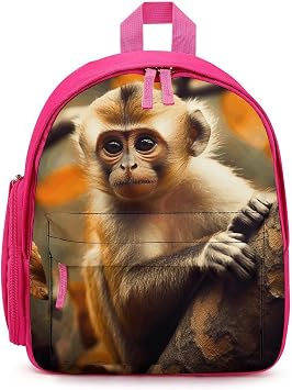 Monkey on Tree Backpack Portable Laptop Backpack Large Capacity Casual Daypack Travel Shoulder Bags Pink-style