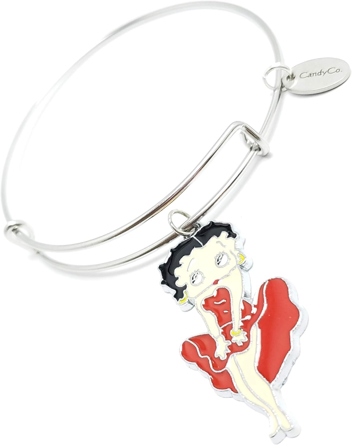 Betty Boop Disney Christmas Stainless Steel red dress"Never Stop Dreaming" Charm Bangle Bracelet Mickey Mouse Head, If you can dream it, you can do it. Expandable Charm Bracelet.