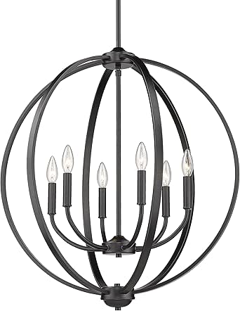 Colson 6 Light Chandelier Matte Black with No Shade