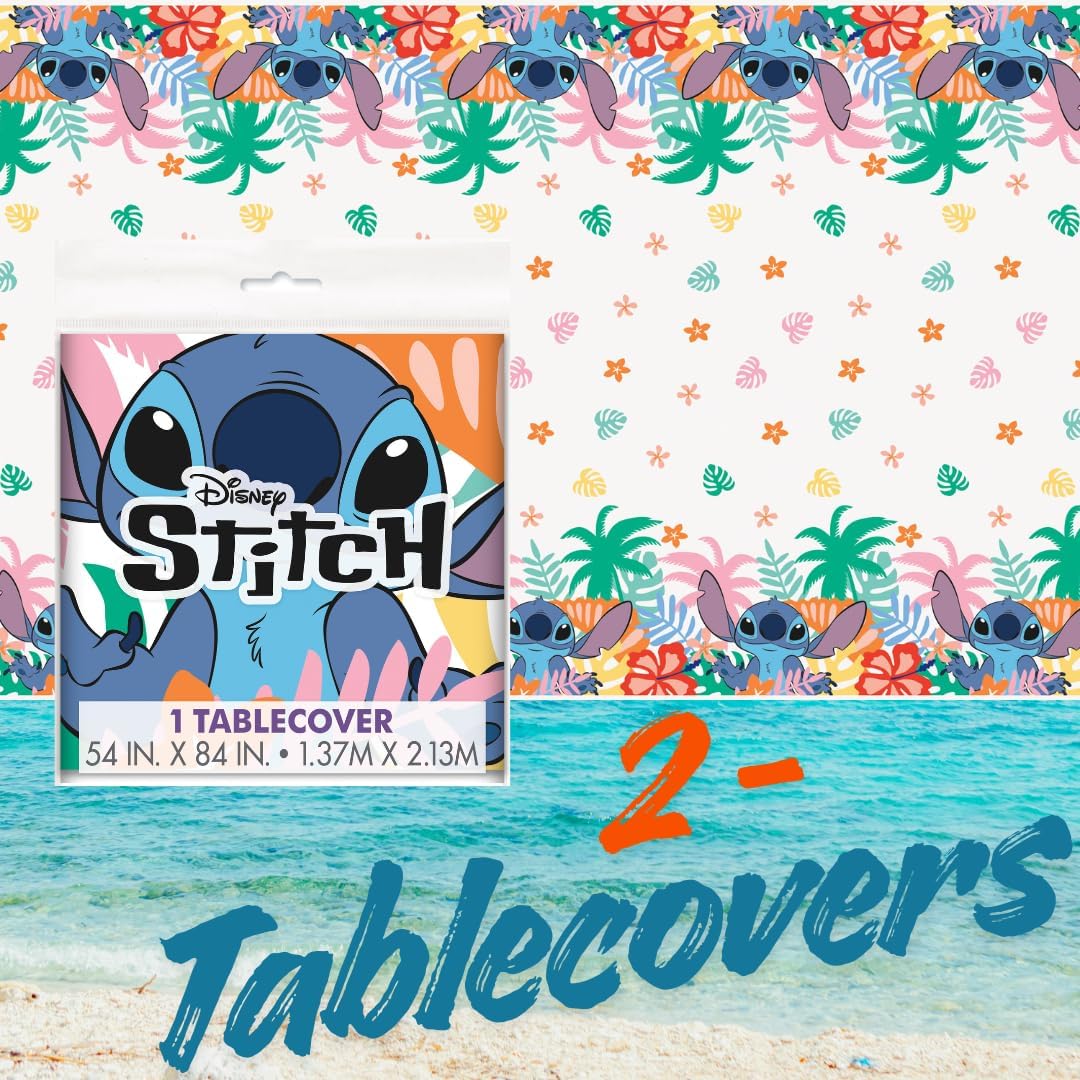 Lilo and Stitch Party Supplies Set for 32 Guests, Birthday Decorations with Plates, Napkins, Tablecovers, Banner, Confetti, Hawaiian Tropical Theme