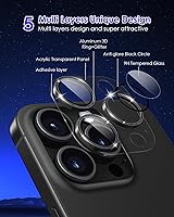 Vista 3 de Protector de lente de cámara con purpurina compatible con iPhone 15 Pro/iPhone 15 Pro Max, acrílico transparente y anillo de aleación de aluminio