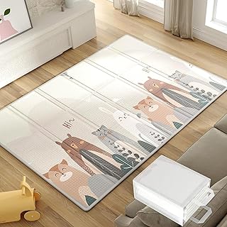 200x130x1cm Spielmatte Schadstofffrei, Krabbelmatte Baby Faltbar, Faltbar mit Tragetasche, Krabbeldecke für Baby, Wasserfest und Leicht zu Reinigen Krabbelmatte, Kantenverstärkung Matte