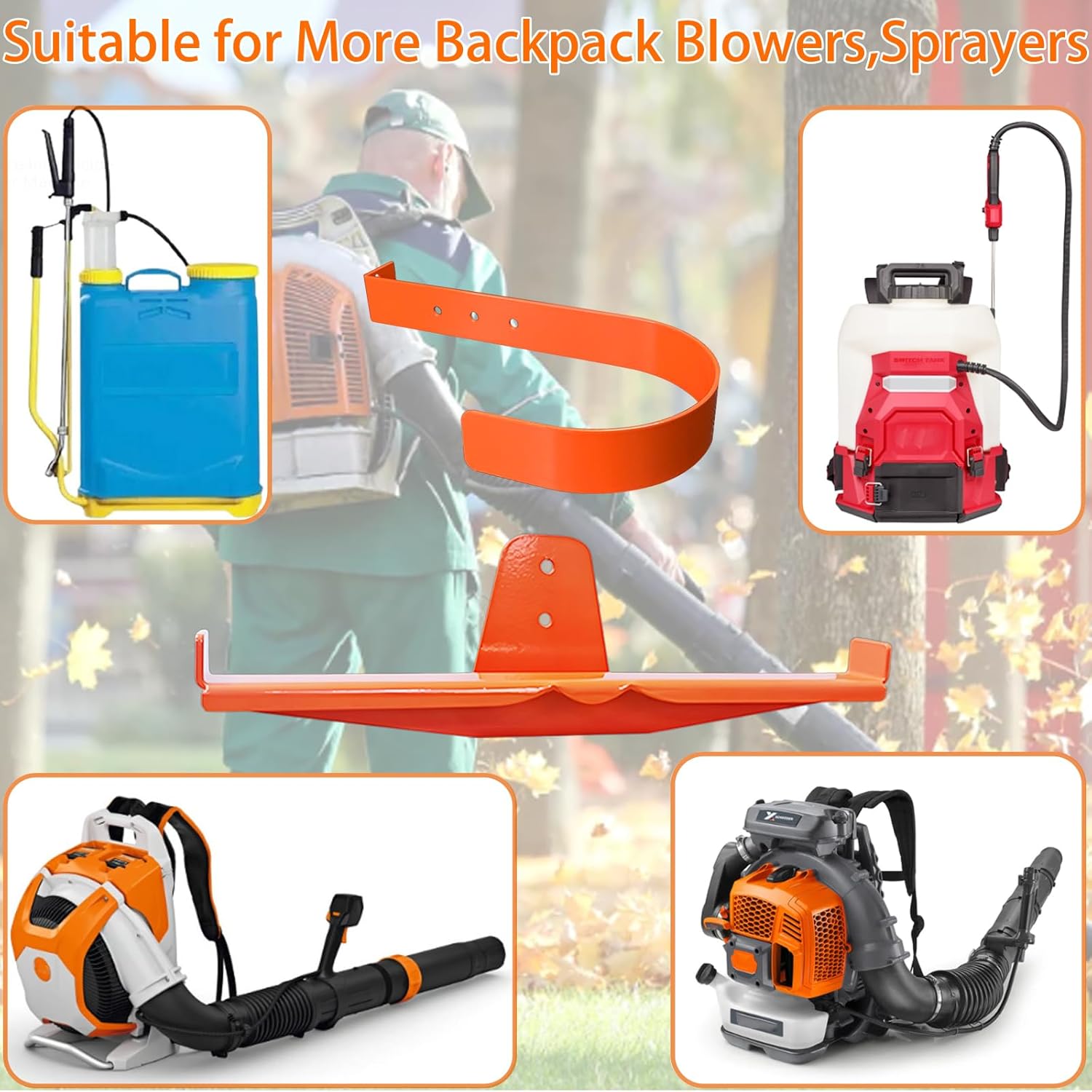 Backpack Blower Wall Mount with Hose Holder,Heavy Duty Leaf Blower Holder,Backpack Blower Storage Rack,Backpack Leaf Blower Hanger for Workshop,Shed,Garage