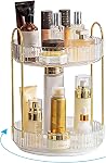 Rotating Makeup Organizer, 2 Tier Large Capacity Perfume Organizer, Cosmetic Organizer for Vanity Bathroom Bedroom