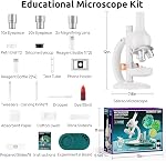 Science Can Microscope for Kids - 40X-1600X Magnification LED Biological Microscopes with 8 Slides, Educational Science Lab Toy with WF10x & WF20x Eyepieces, STEM Toys for Kids Ages 8-12