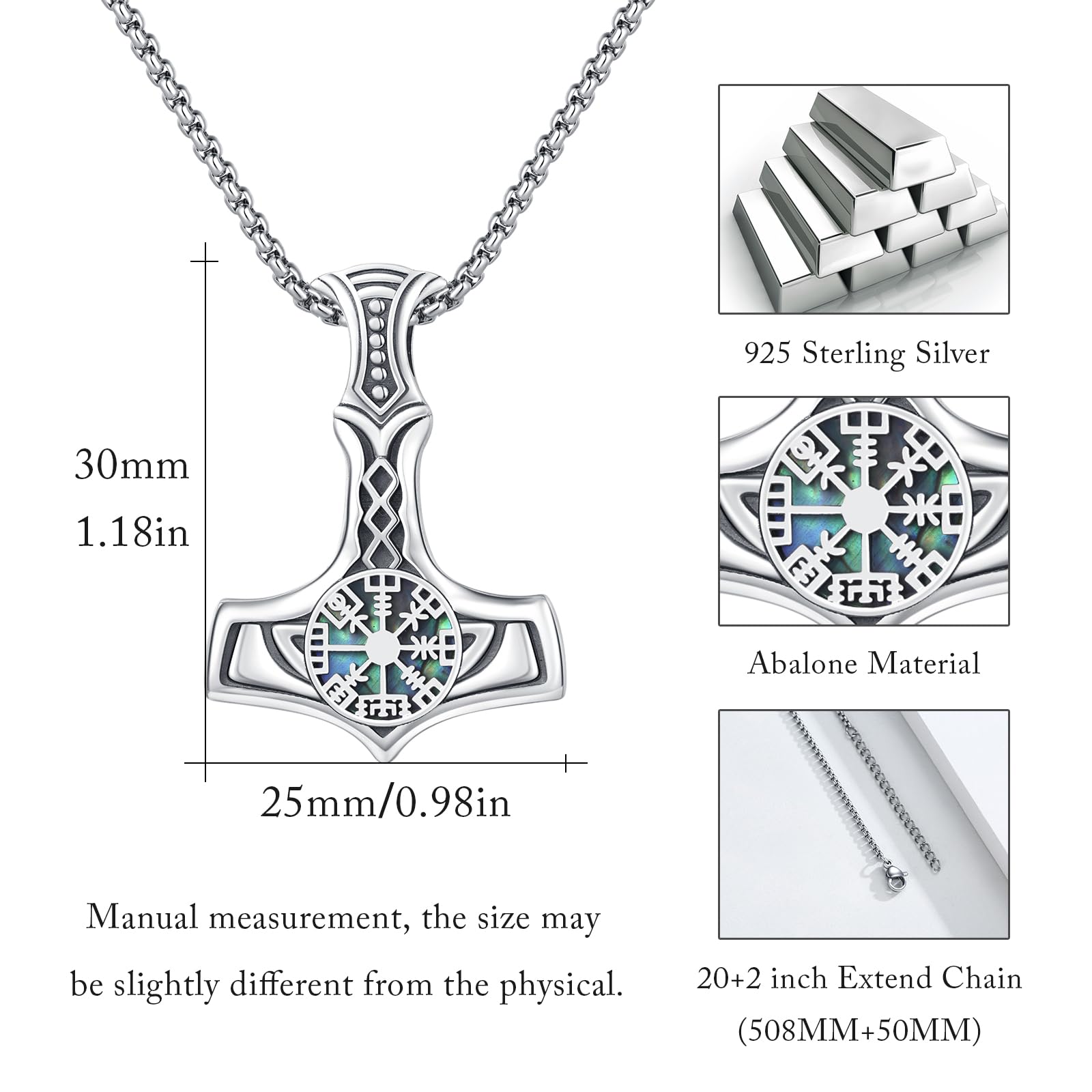 REDSUN Collana con ciondolo a forma di martello di Thor, a forma di freccia vichinga, in argento Sterling 925, con ciondolo a forma di croce vichinga, amuleto celtico, gioiello per uomo, figlio