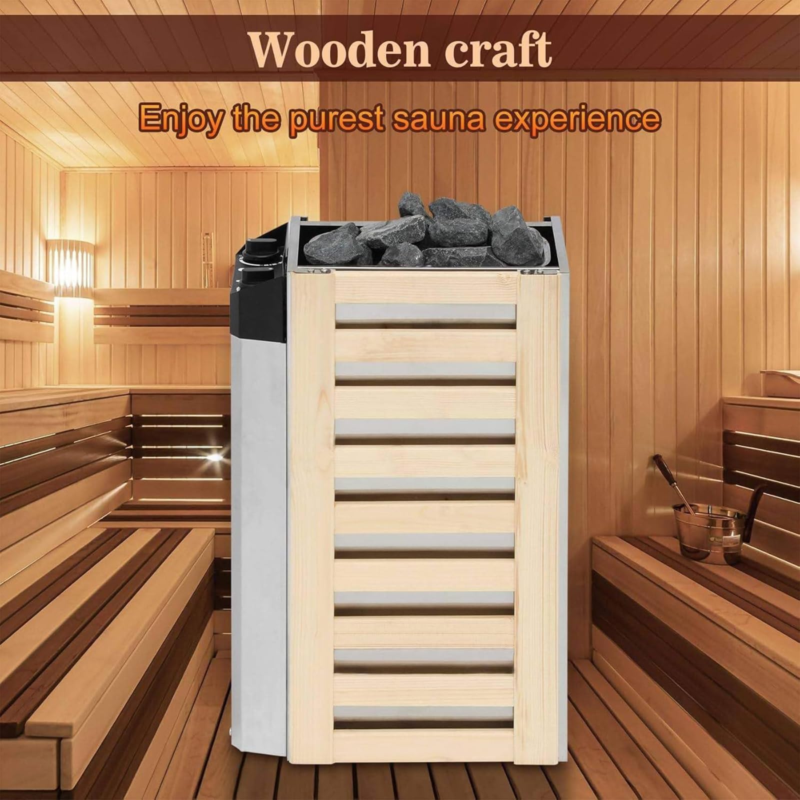 Riscaldatore Elettrico per Sauna da 3/3,6 kW - Riscaldatore Portatile in Acciaio Inossidabile per Sauna da Interni/Esterni, Ideale per casa, Hotel, Piscine e Uso Commerciale. (3.6kw)
