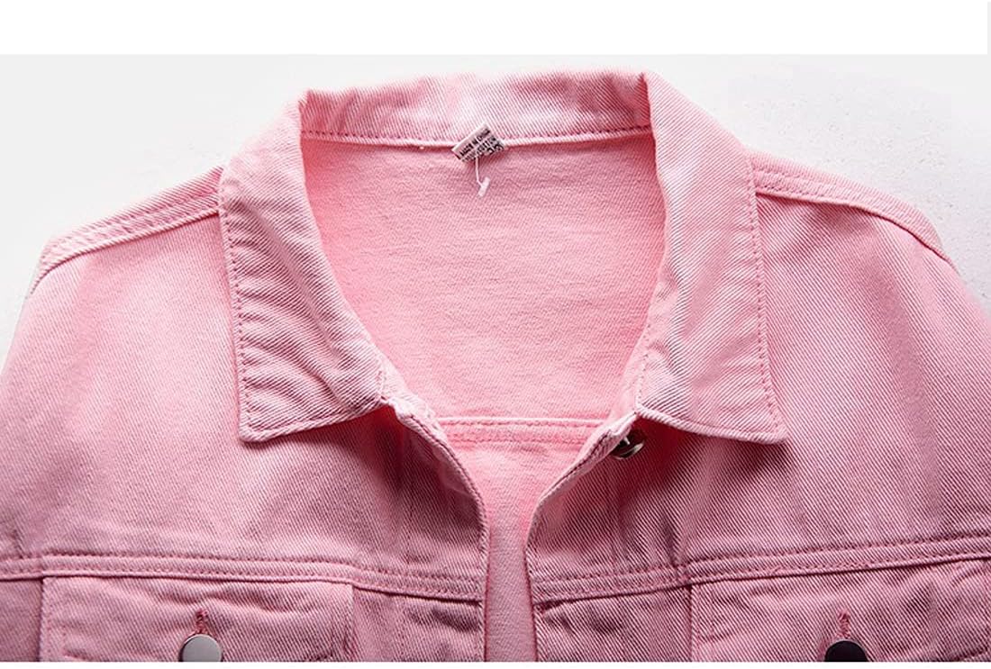 VIEWON Women's Casual Denim Cotton Button Down Long Sleeve Lapel Loose Jacket Coat - Image 4