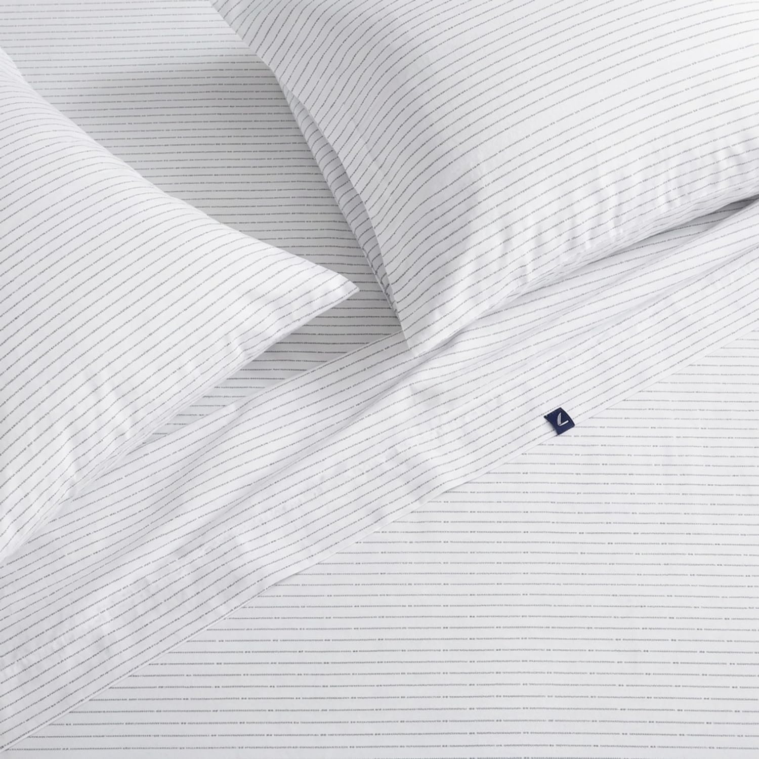 Nautica - Full Sheets, Cotton Percale Bedding Set, Casual Bedding Set (Buoy Line Grey, Full)