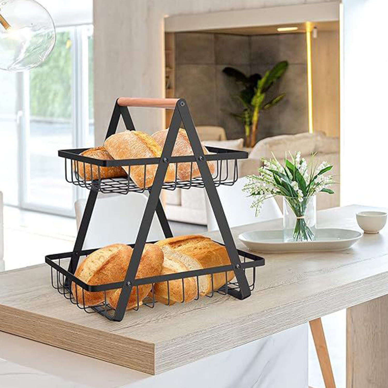 Fruitetagère 3 Verdiepingen Fruitmand Zwart - Houdt Groenten En Fruit Vers Metalen Fruitstandaard Met 3 Opbergschalen 31 Cm 25 Cm 20 Cm Fruit Basket