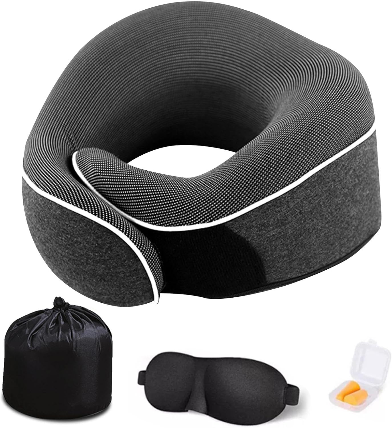 Amusingtao Travel Pillow, Memory Foam Neck Pillow- 360° Support Airplane Pillow for Travel, Flights, Cars & Trains with Eye Mask & Earplugs (COLOR:Dark Grey) Amusingtao Travel Pillow, Memory Foam Neck Pillow- 360° Support Airplane Pillow for Travel, Flights, Cars & Trains with Eye Mask & Earplugs (COLOR:Dark Grey)