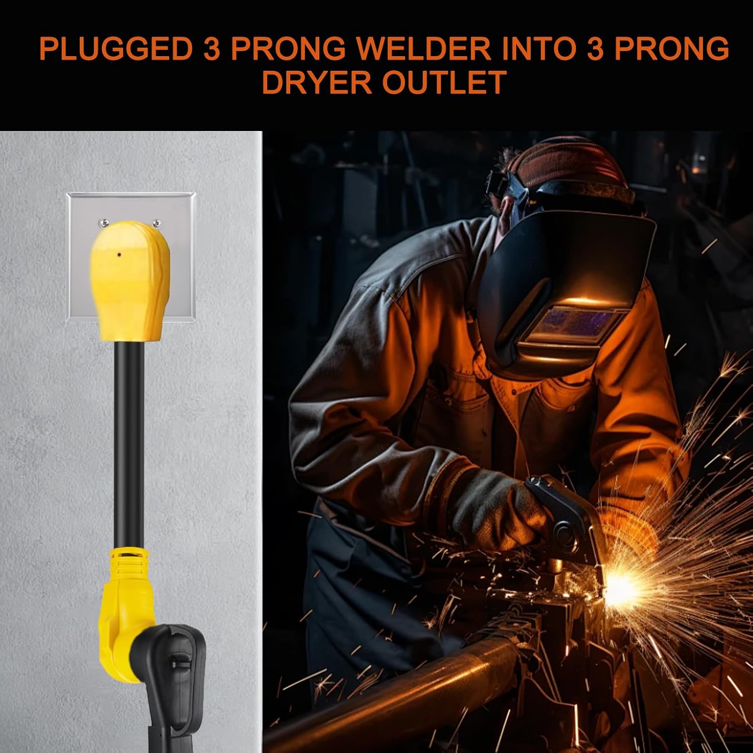 NEMA 10-30P to 6-50R Welding Adapter Cord, 30 Amp 3 Prong Dryer Male Plug to 50 Amp Welder Female Connector, for Welding Machine EV Charger, STW 10 AWG/3C, 1 FT, ETL Listed