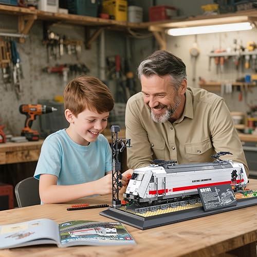 Miniatura 5 de Reobrix BR101 - Juego de bloques de construcción de tren con pista 66802, juego de modelos de tren creativo, exhibición de locomotora eléctrica