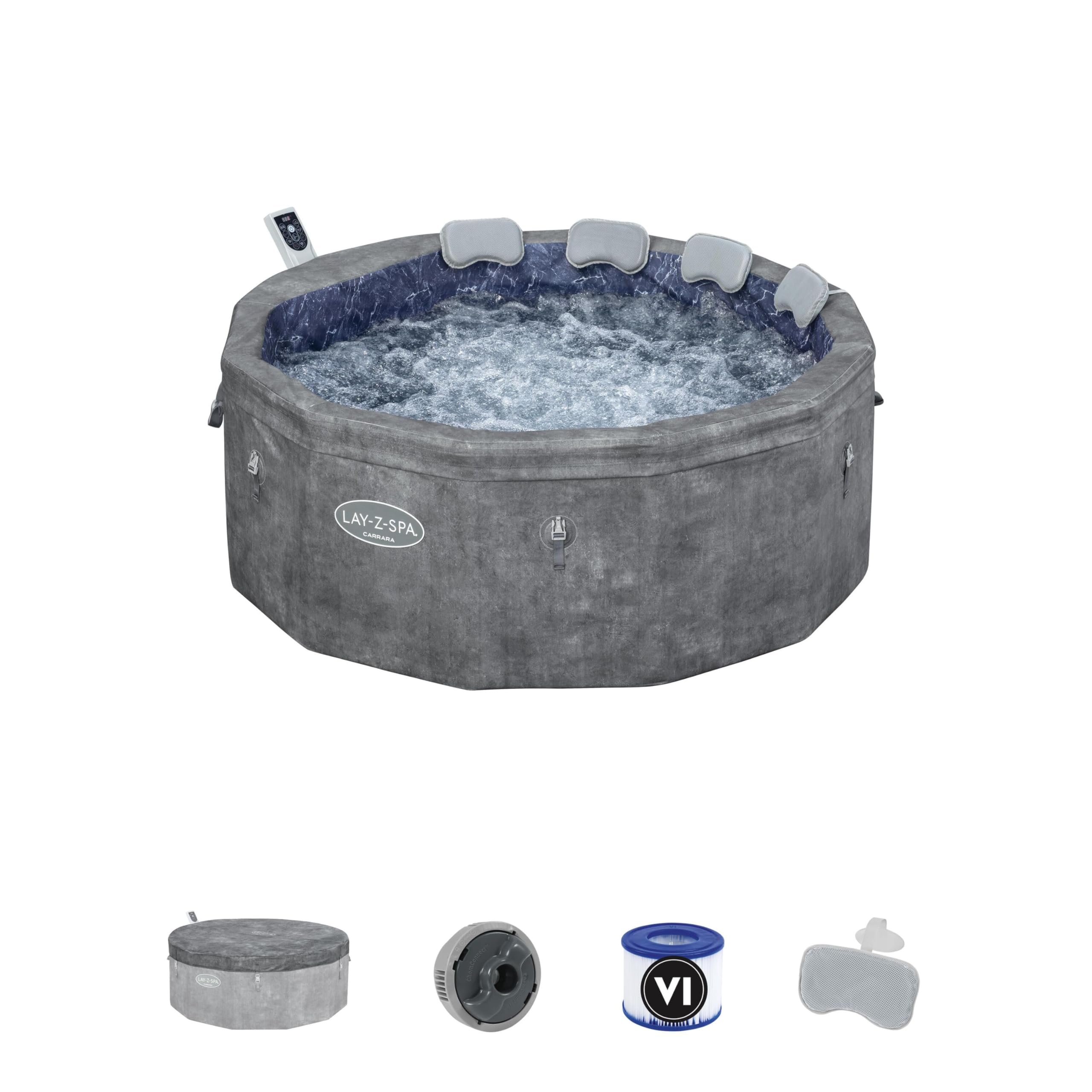 Bestway - Spa Gonflable Carrara Smart AirJet Efficacité énergétique avec Application de contrôle 4 à 6 Personnes - 170 cm x 170 cm x 65 cm - Gris