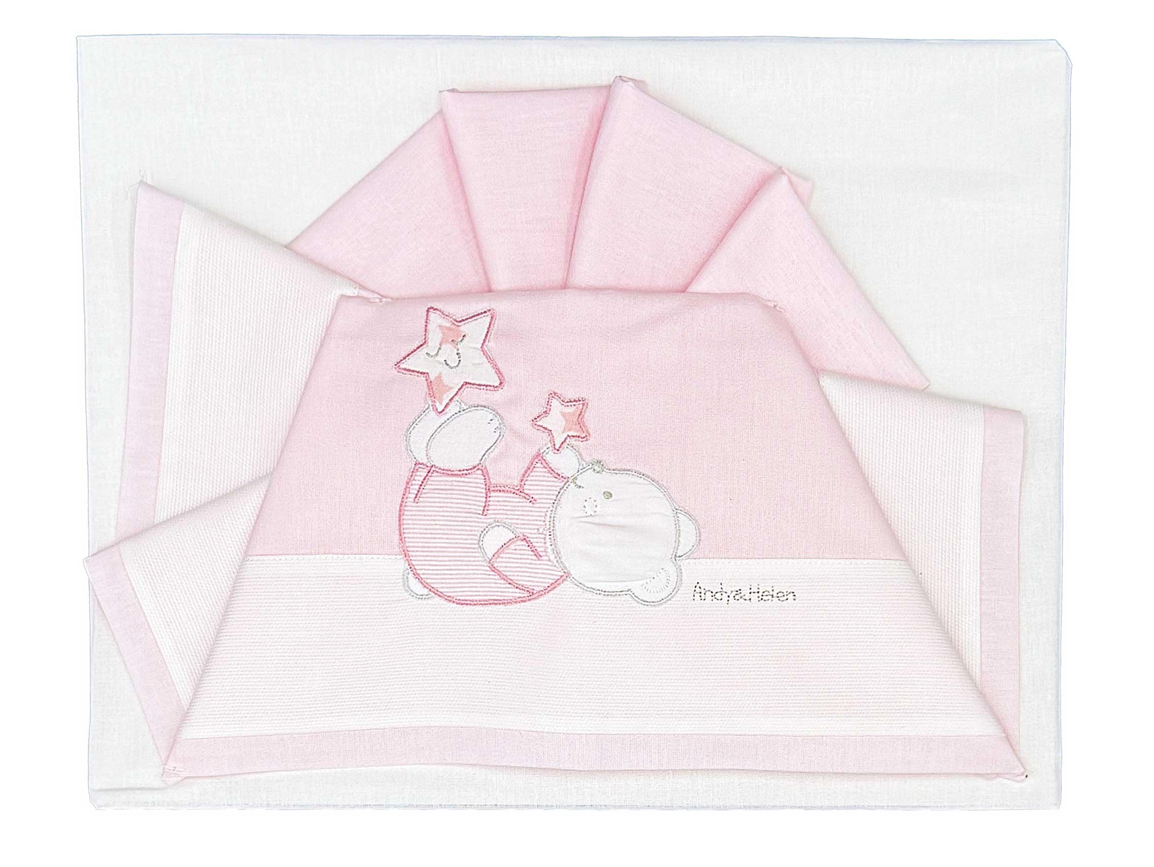 Andy & Helen Complete Fitted Sheet Set with Elasticated Bands and Pillowcase, Pink