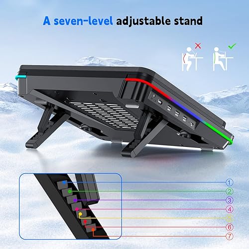 Miniatura 8 de IETS Almohadilla de refrigeración GT600 RGB para laptop equipada con turboventilador gigante (5.5 pulgadas de diámetro), espuma sellada para