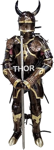 THOR INSTRUMENTS Traje de armadura vikingo medieval de caballero antiguo, disfraz de cuerpo completo, rústico, vintage, decoración del hogar,