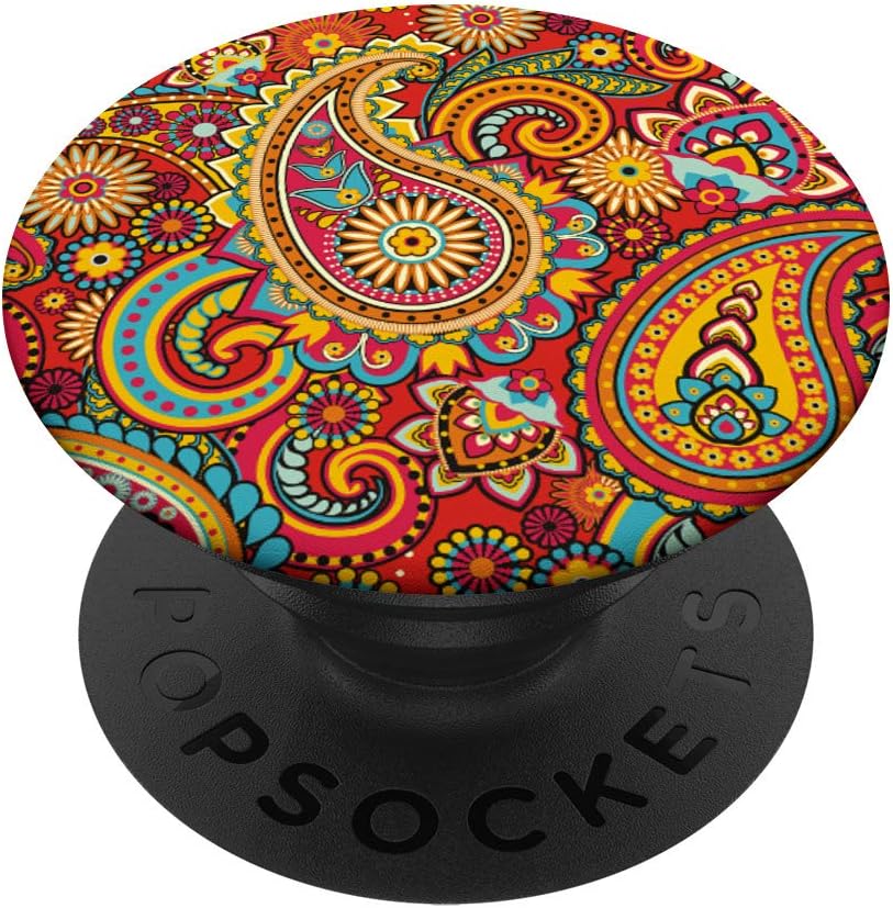 Bright Red Orange Yellow Paisley Vibrant Pattern PopSockets PopGrip: Swappable Grip for Phones & Tablets
