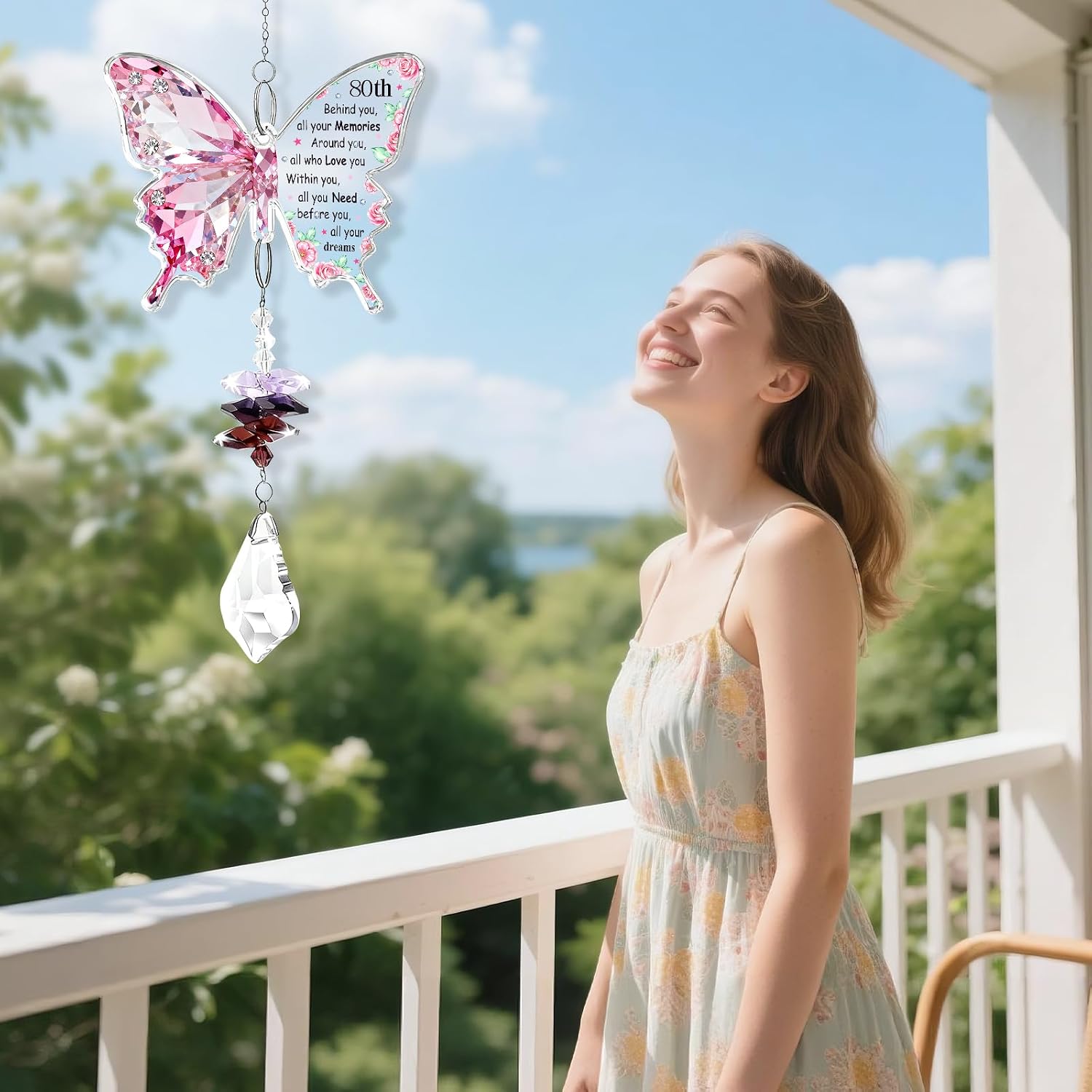 80th Birthday Gifts for Women Butterfly Crystal 80th Birthday Suncatcher 1946 Birthday Gift for Mom Grandma Aunt
