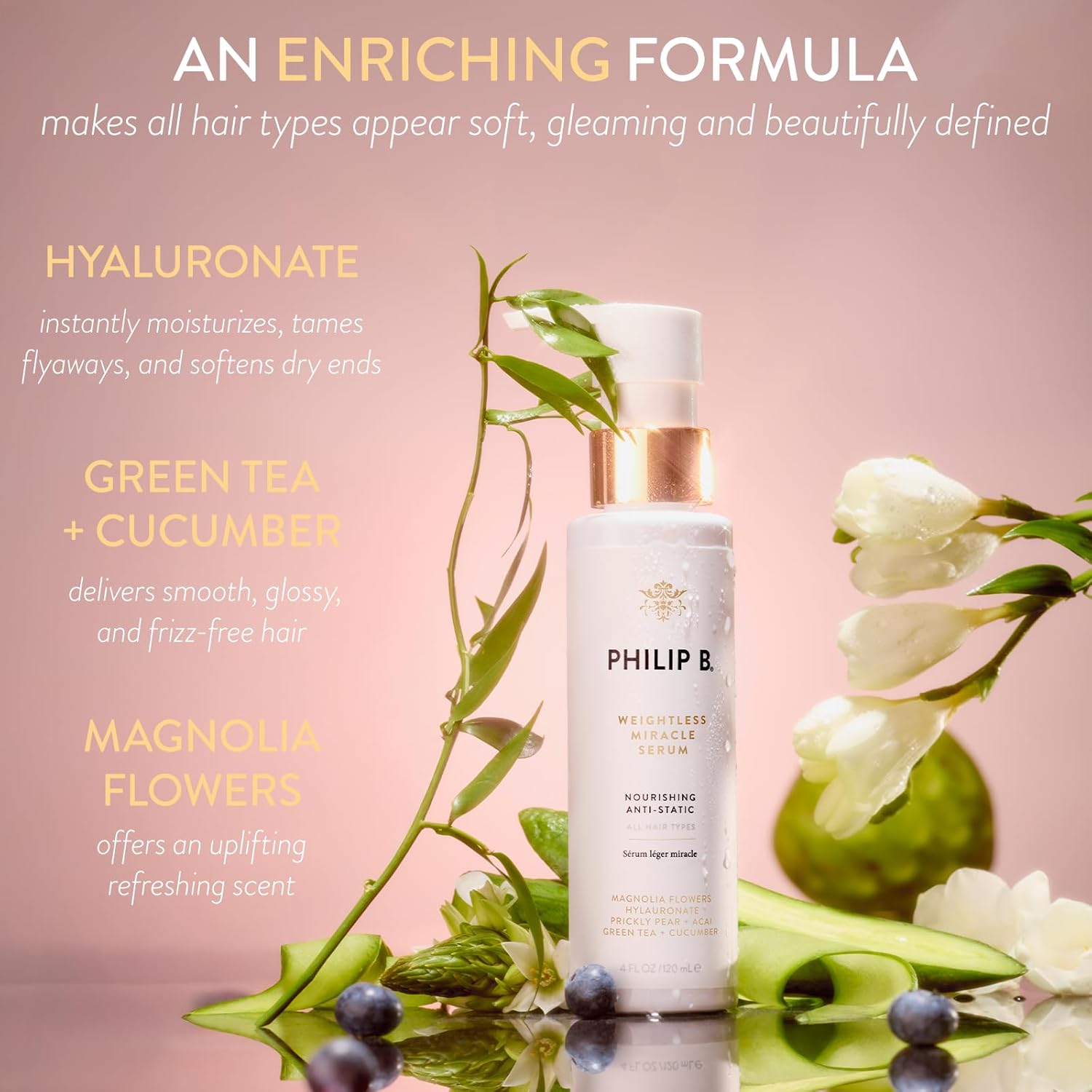 PHILIP B. Weightless Miracle Serum, Leave-In Hair Conditioner Treatment, 4 Fl Oz (120 mL) - Conditions Dry, Damaged Strands with Hyaluronic Acid, Smooth Frizz and Prevent Damage - Image 3