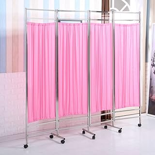 Rolling Medical Privacy Screen with Wheels, 4 Panel Foldable Room Separation Temporary Fencing, for Clinic/Ward/Examination Cubicle, Saving Space Dorm Rooms Partition Wall (Color : Deep Coffee)