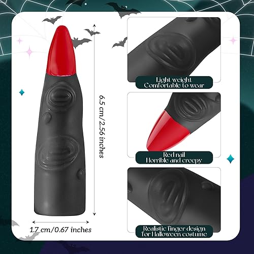 Miniatura 8 de Skylety 60 piezas de dedos de bruja de Halloween, accesorios de disfraz de dedo de bruja marciana, disfraz de dedo de vampiro falso para fiesta de