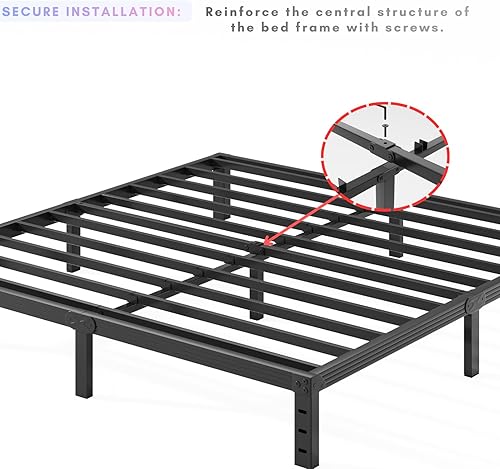 Miniatura 8 de Comasach - Base de cama Twin-XL de metal, no necesita sommier, plataforma de 12 pulgadas sin ruido en color negro, de fácil montaje, soporte de