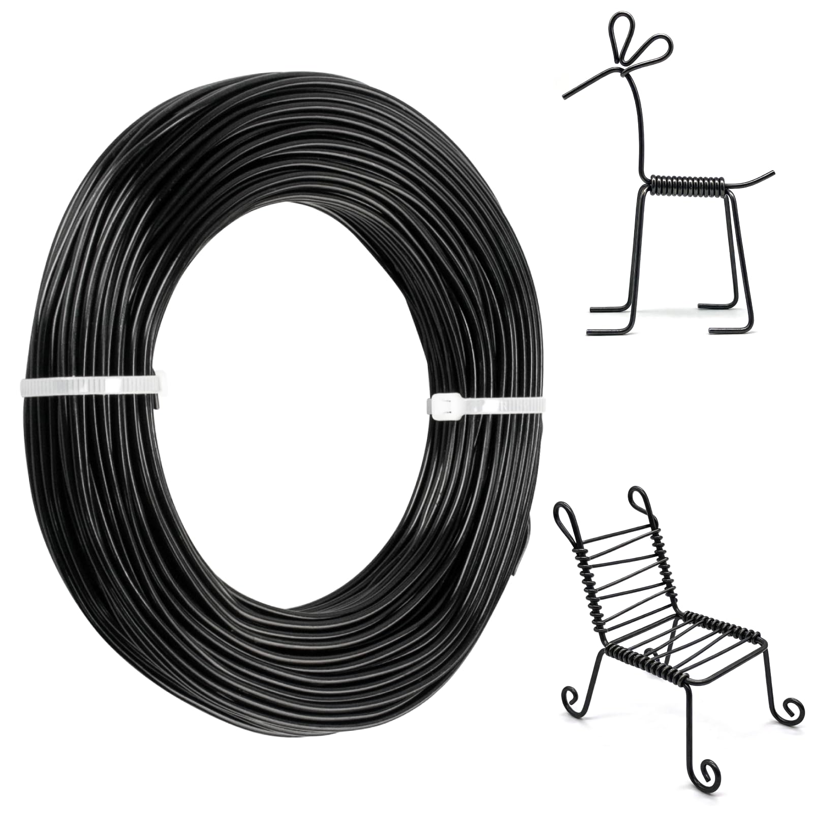 Aluminum Craft Wires, 2mm x 30M/98.4 ft Jewellery Wires, Bendable Florist Wire, Bonsai Wire for Wreath Making Jewelry Making Sculpting Modelling DIY Arts and Crafts (2mm 100 Feet,Black)