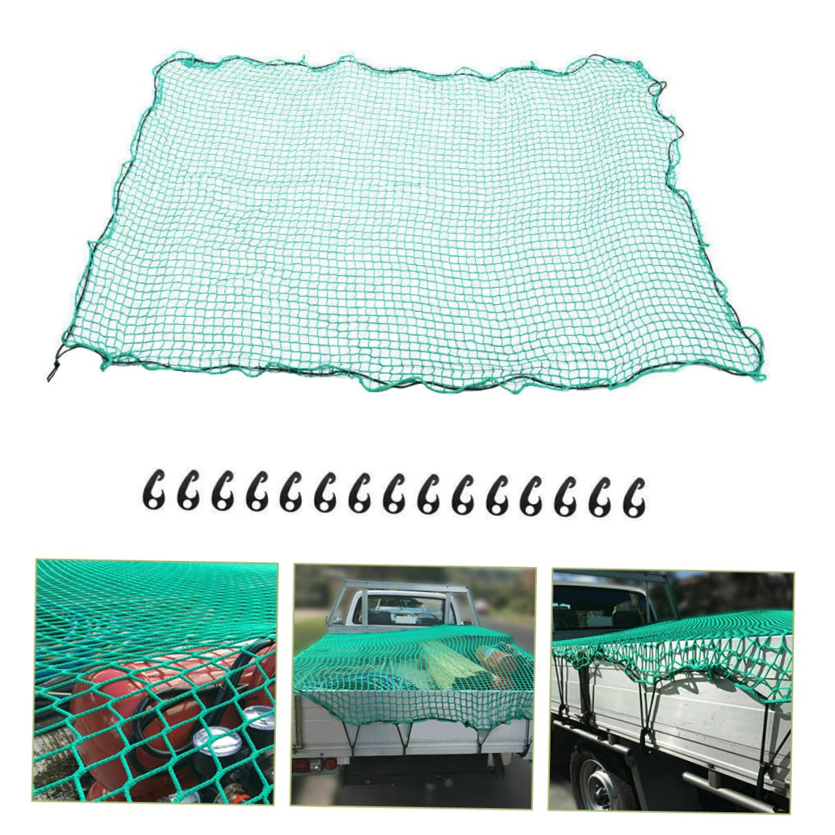 Abaodam Rete di Carico in Nylon per Camion e Rimorchio con Corde Elastiche e 15 Ganci, Resistente All'abrasione, per Trasporto Sicuro e Protezione Bagagli