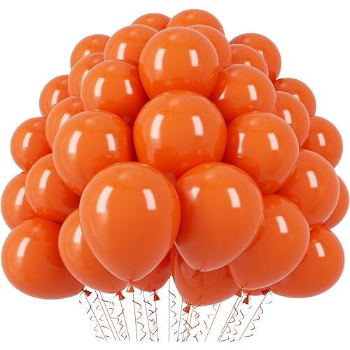110pcs Orange Balloons 12inch Burnt Orange Latex Party Balloons for Thanksgiving Day, Fall Theme Party, Wedding, Birthday, Halloween, Baby Shower, Anniversary Party Decorations