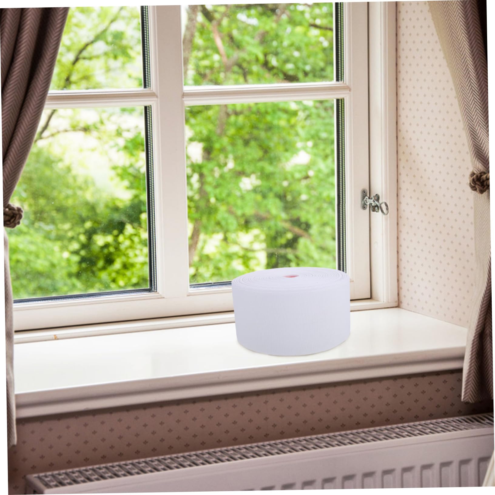 Cinta de Cabecera de Cortina de Poliéster Blanco, 8cm, para Hogar