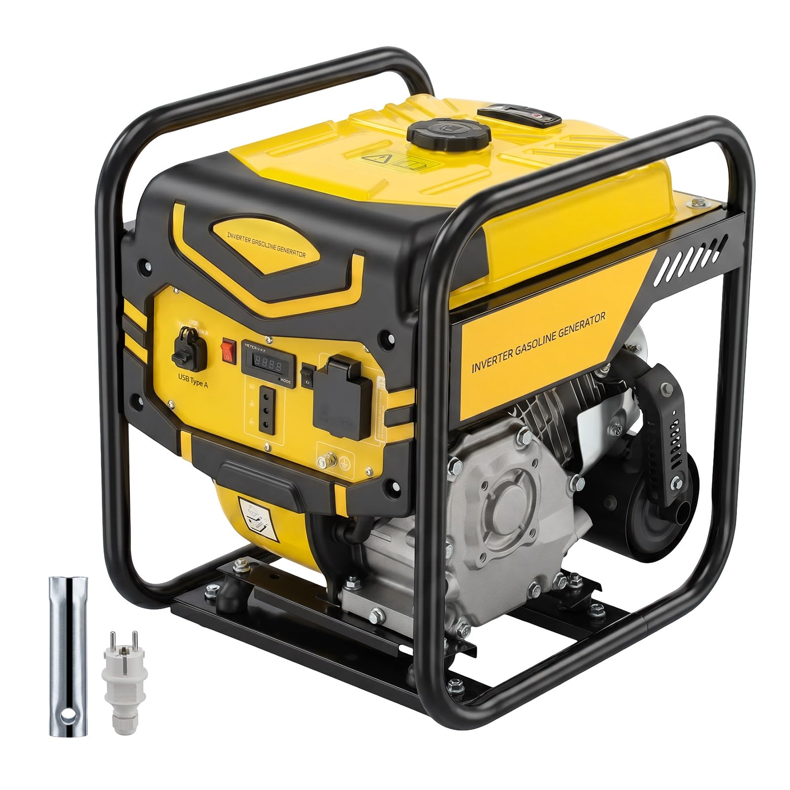5100W Inverter Stromgenerator Benzin mit 230V Steckdosen & USB Offener Inverter Generator als Notstromaggregat hausversorgung, 4 Takt OHV Motor für Garage Werkstatt Baustelle