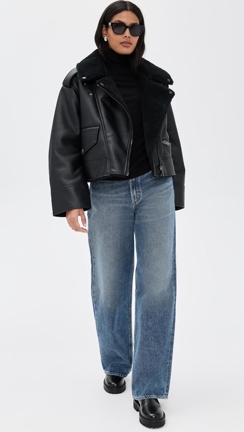 UGG Womens Finnian Luxefluff Moto Jacket - Image 5