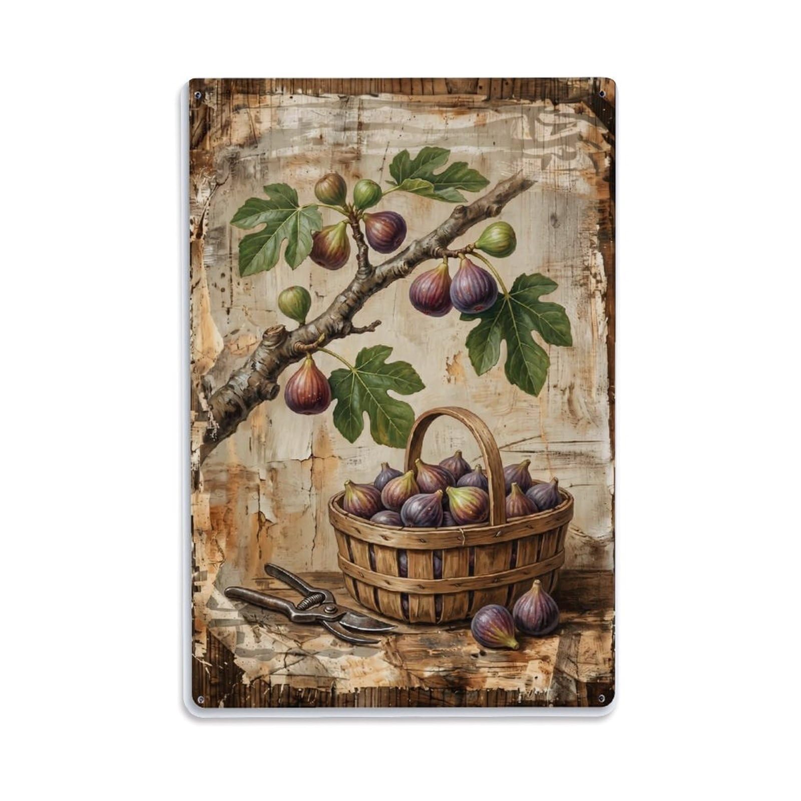 Fig Orchard Harvest Fresh Fruit Countryside Tree Metal Tin Sign Plaque Wall Decor for Cafe, Club Bar, Office, Home Garden Metal Poster 8x12Inch