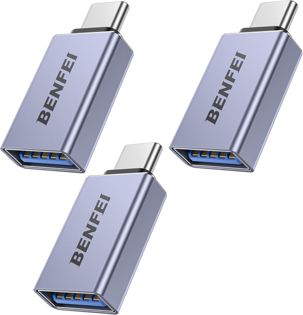 BENFEI USB C to USB 3.0 Adapter, 3 Pack USB C to One Male to Female Adapter, Compatible with MacBook 2018 2017 2016, Samsung Galaxy Note 8, Galaxy S8 S8+S9, Google Pixel, Nexus, Grey