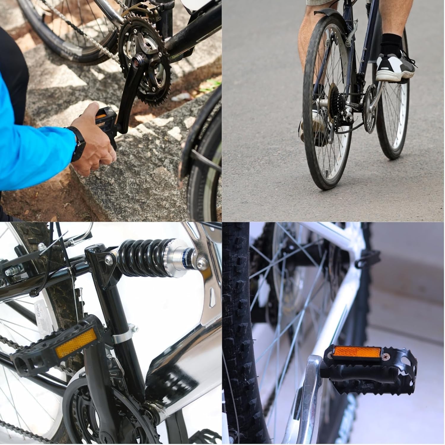 Pedali per Bici Coppia di Pedali da Bicicletta Pieghevoli Antiscivolo Impermeabile con Riflettori Accessorie per Ciclismo All'aperto