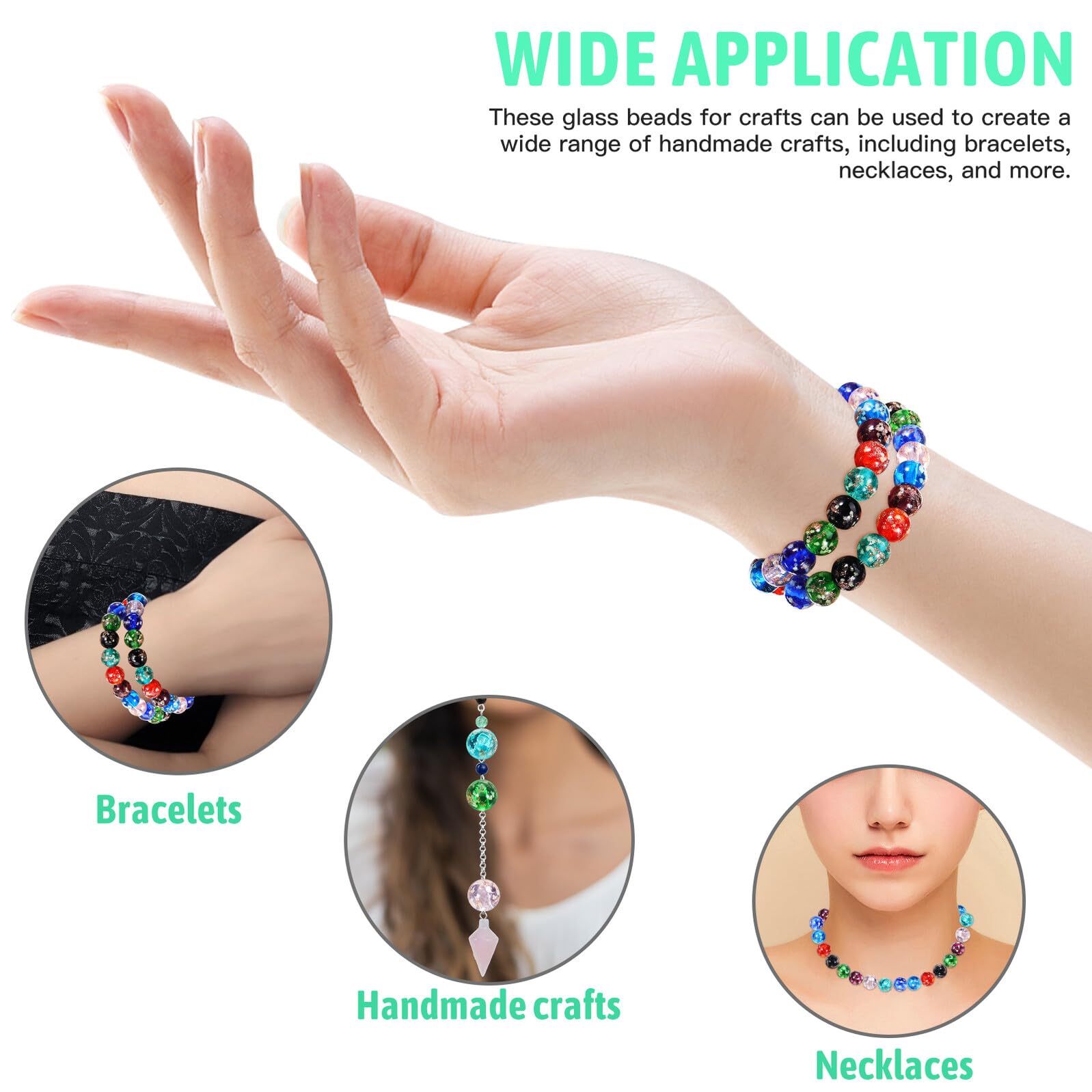 Housoutil 200 Piezas Cuentas De Vidrio Luminosas Brillante Cuentas Para Hacer Pulseras Mini Perlas De Neón Artesanía Kit Para Hacer Pulseras Con Talón