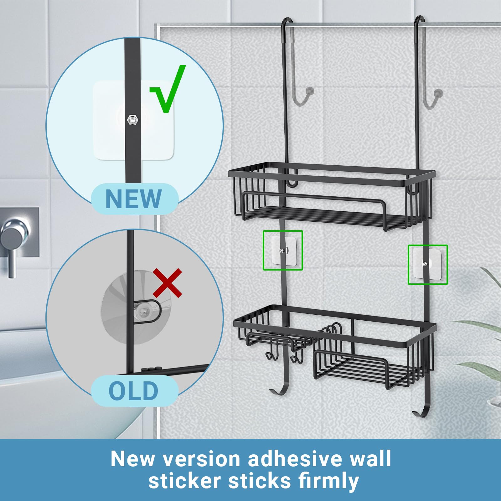 COSYLAND Douchecaddy Over De Deur - Roestvrij Stalen Badkamer Organizer SUS304, Zilver