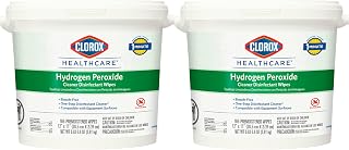 Clorox Healthcare Hydrogen Peroxide Cleaner Disinfectant Wipes, 12" x 11", Bucket, 185 Count, Pack of 2 (Package May Vary)