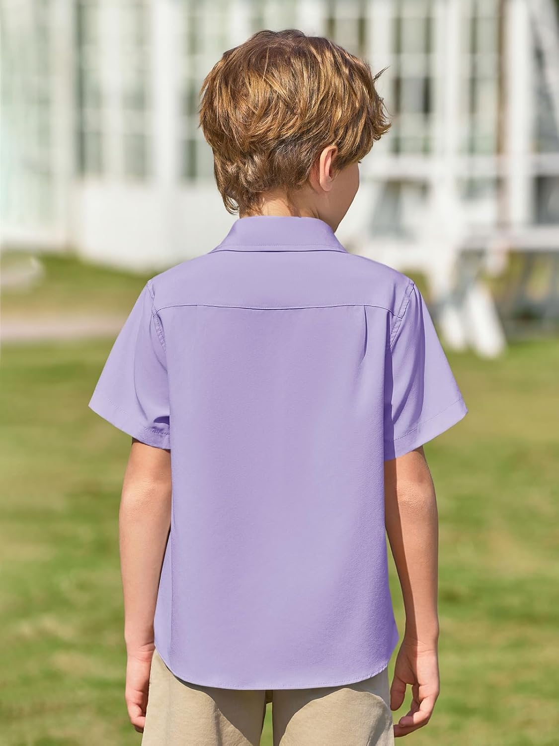 Haloumoning Boys Short Sleeve Dress Shirts Kids Summer School Uniform Button Down Shirt 5-14 Years - Image 5