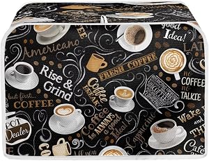 UNICEU Quilted Coffee Pattern Toaster Cover - Fits Most Standard 4 Slice Toasters